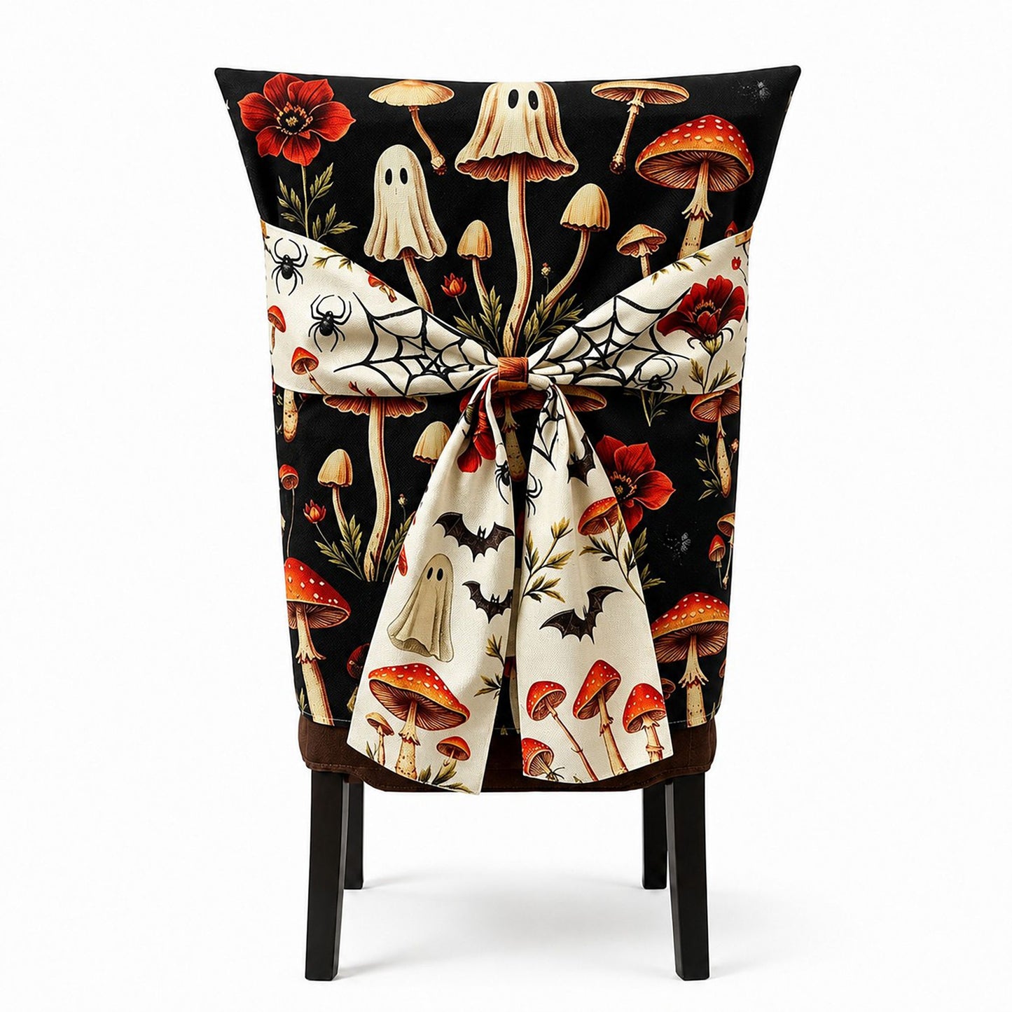 Halloween Dining Chair Back Cover with Decorative Bow