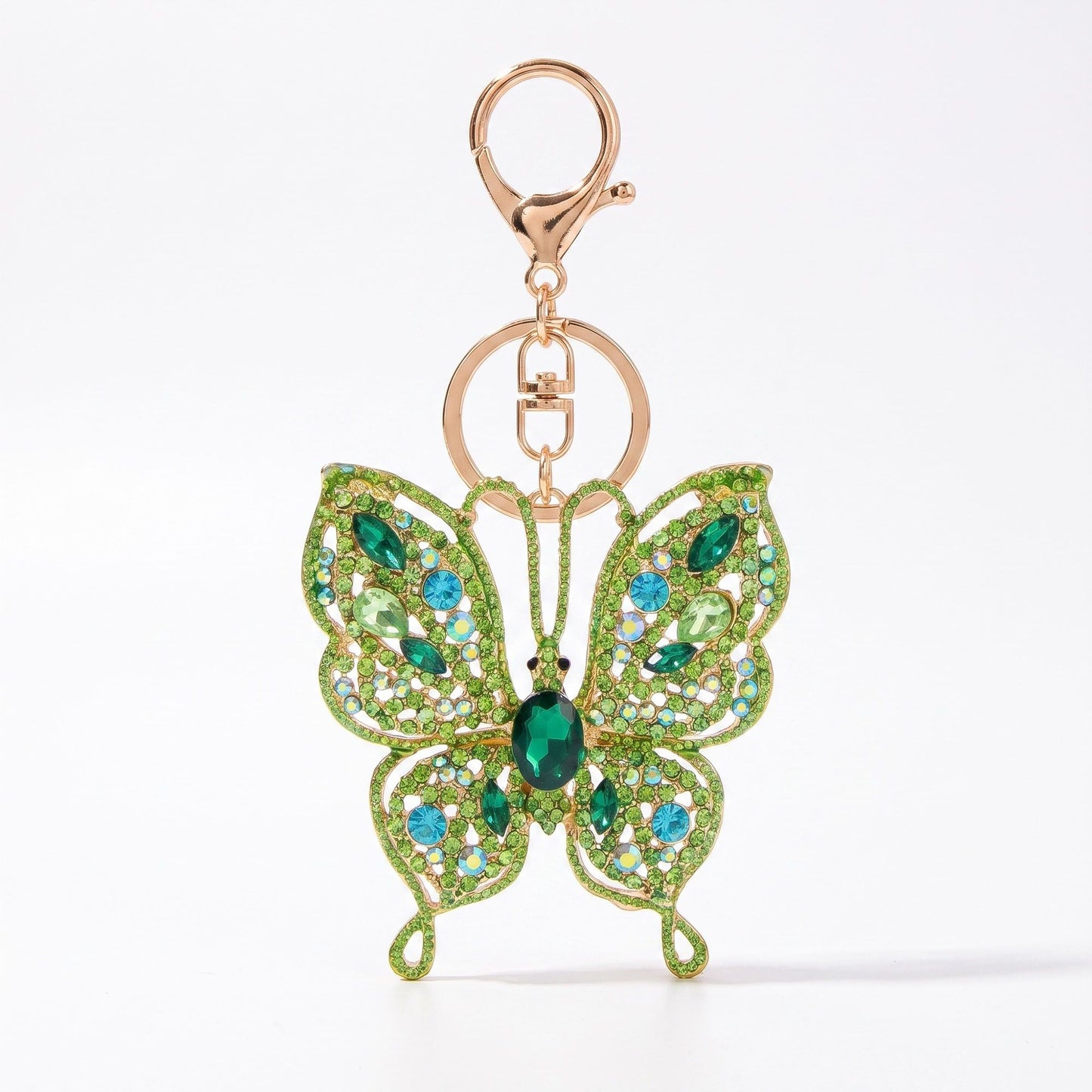 2pc Butterfly Rhinestone Keychain Bag Charm with Lobster Clasp Cute