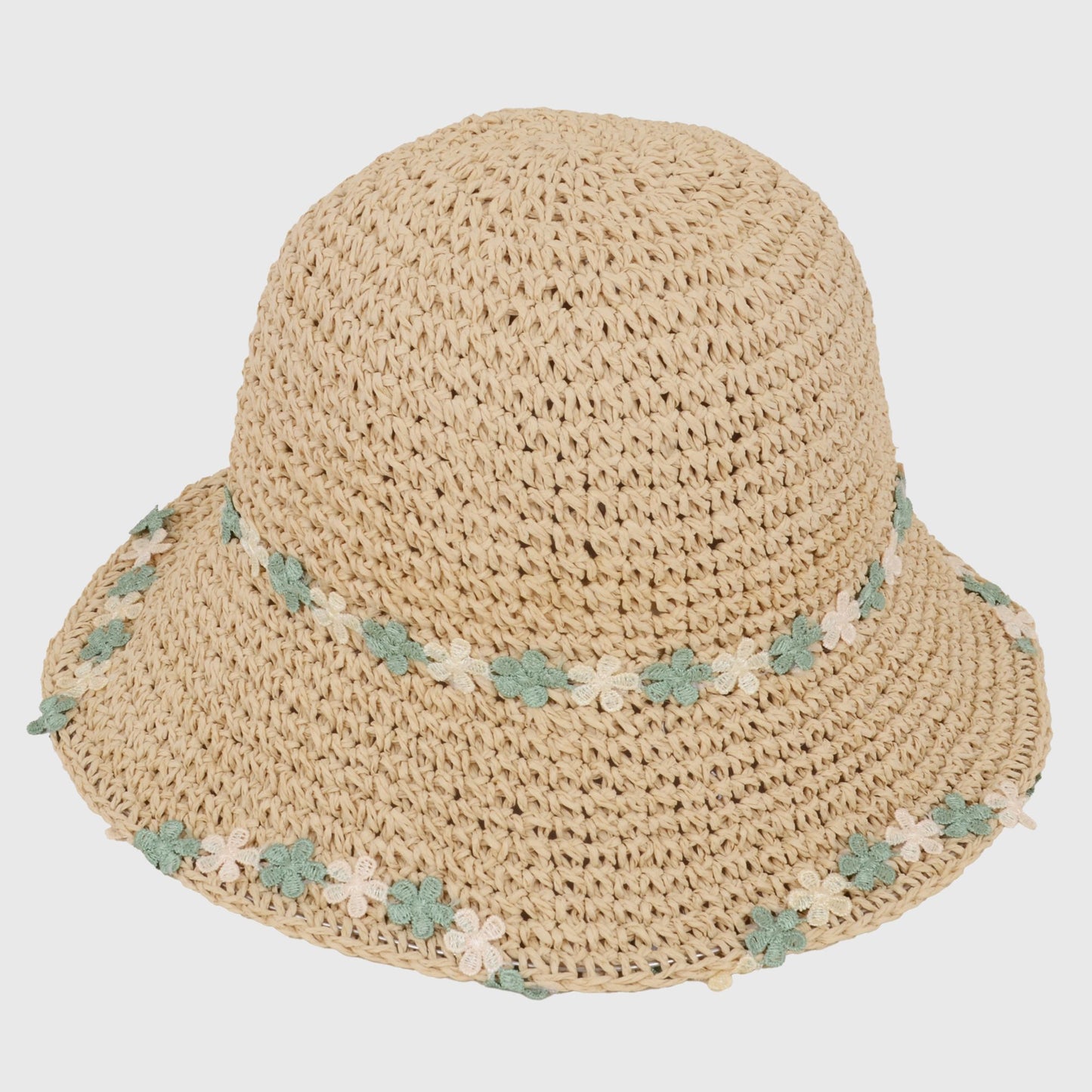 Floral - Embellished Crochet Straw Sun Hat