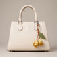 Floral Bag Charm with Leaf Accent and Silver Tone Clip