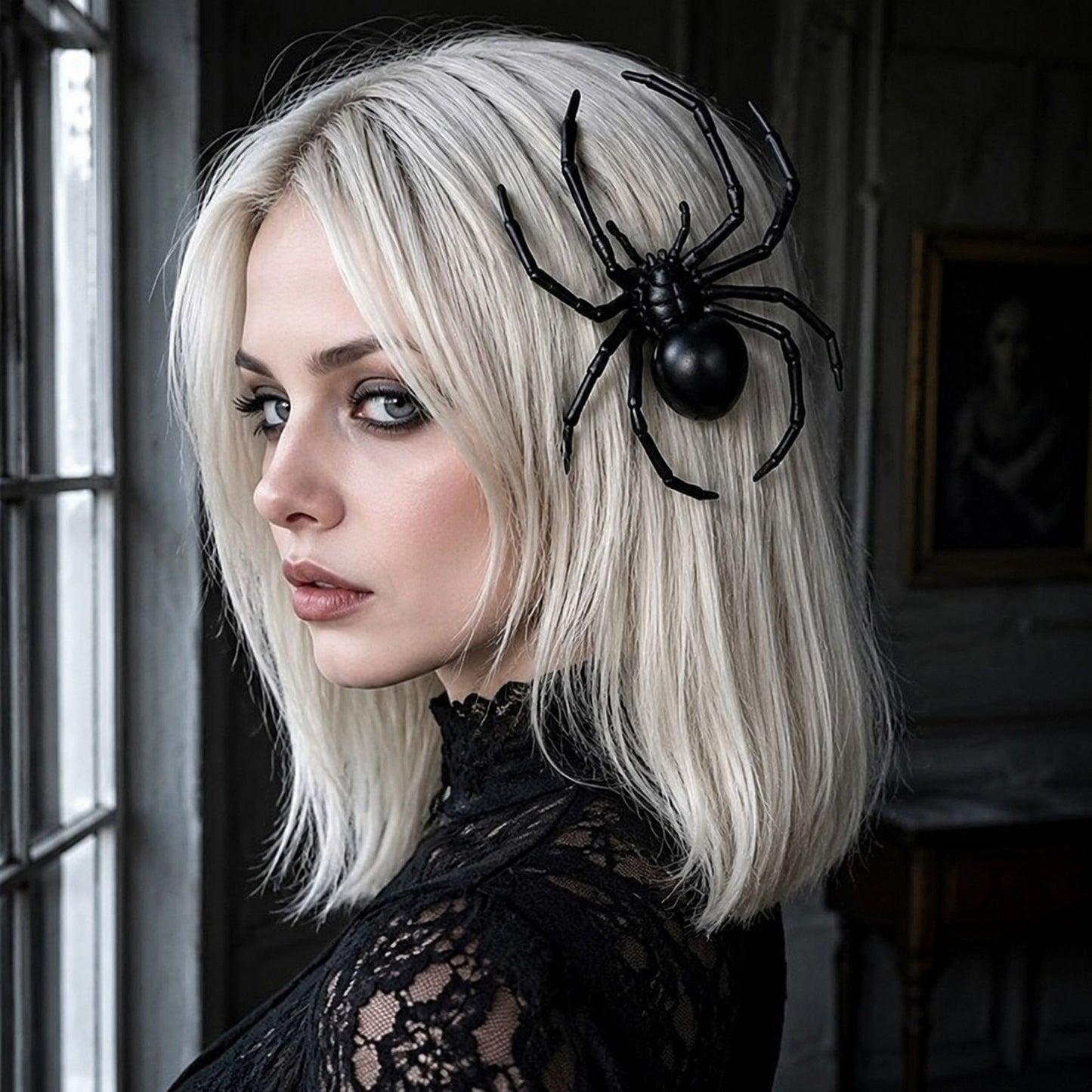 Halloween Black Spider Hair Clip Gothic Costume Accessory