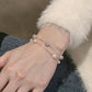 Women's Pearl and Crystal Beaded Bracelet with Delicate Chain Design