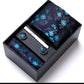 Men's Paisley Pattern Tie Gift Set with Matching Pocket Square Cufflinks and Silver Tie Clip