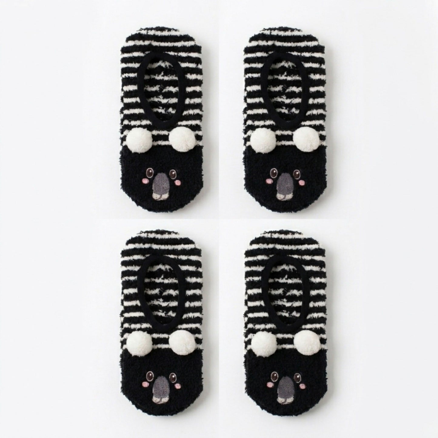 Fuzzy Bear Slipper Socks 2 Pair US 5-10.5