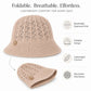 Crochet Knit Bucket Hat with Open Weave Crown and Soft Short Brim