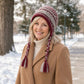 Patterned Knit Beanie with Braided Tassels