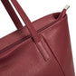Large Faux Leather Zip Top Tote Bag with Double Shoulder Straps