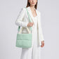 Padded Tote Bag with Top Handles and Detachable Adjustable Crossbody Strap 8.5x8x3.5in