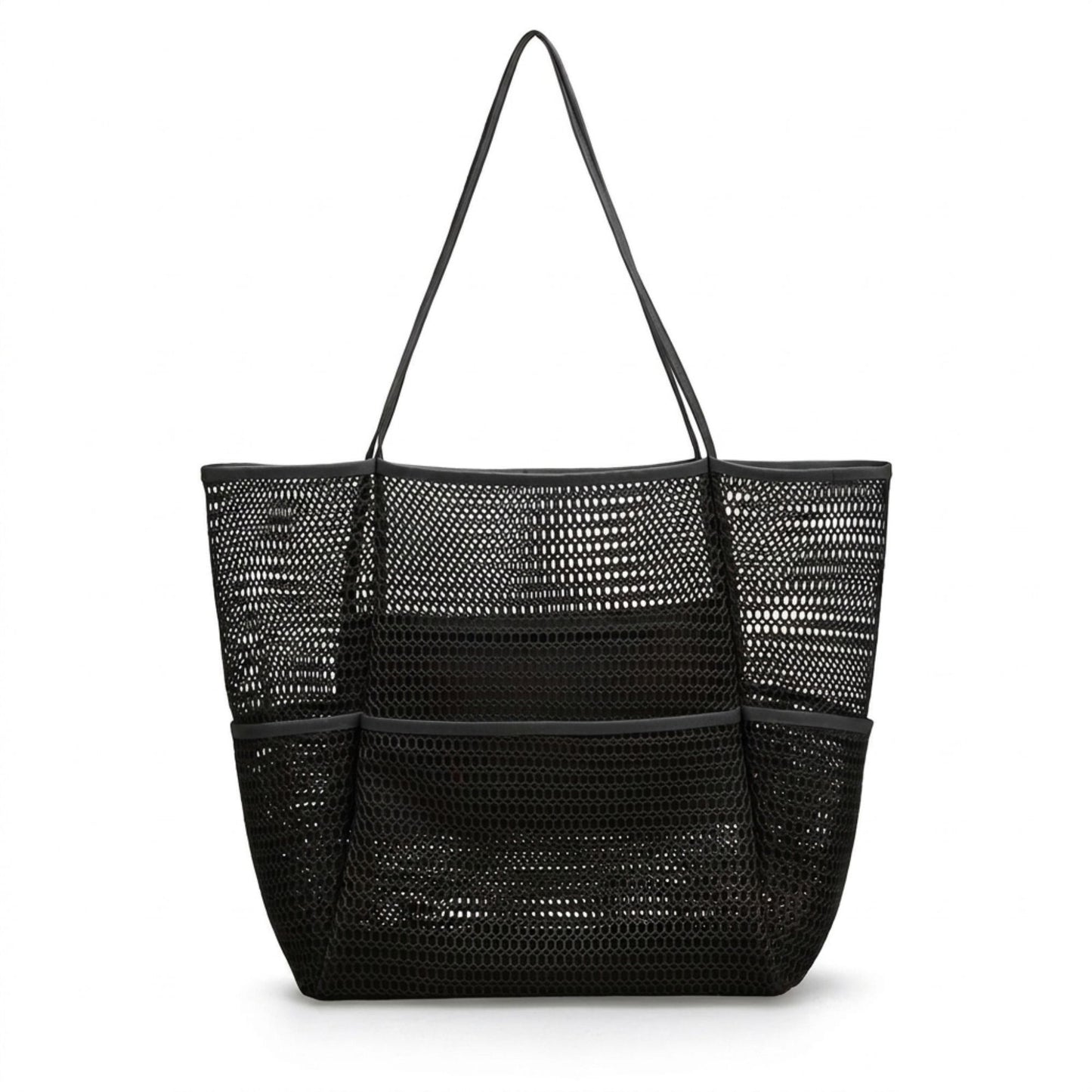 Mesh Beach Tote Bag with See Through Design and Shoulder Handles