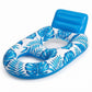 Tropical Leaf Inflatable Pool Lounge Float with Backrest Mesh Seat Cup Holder Durable PVC Float for Pool Beach Lake 63x47x27.5in
