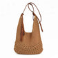 Crochet Hobo Shoulder Bag with Tassel Detail Adjustable Strap Slouchy Knit Handbag Lightweight Casual Tote