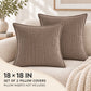 2 Pack Soft Ribbed Corduroy Throw Pillow Covers 18 x 18 Inch Solid Color