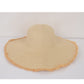 Wide Brim Straw Floppy Hat with Frayed Edges Lightweight Sun Protection for Beach Vacation Outdoor Travel Style