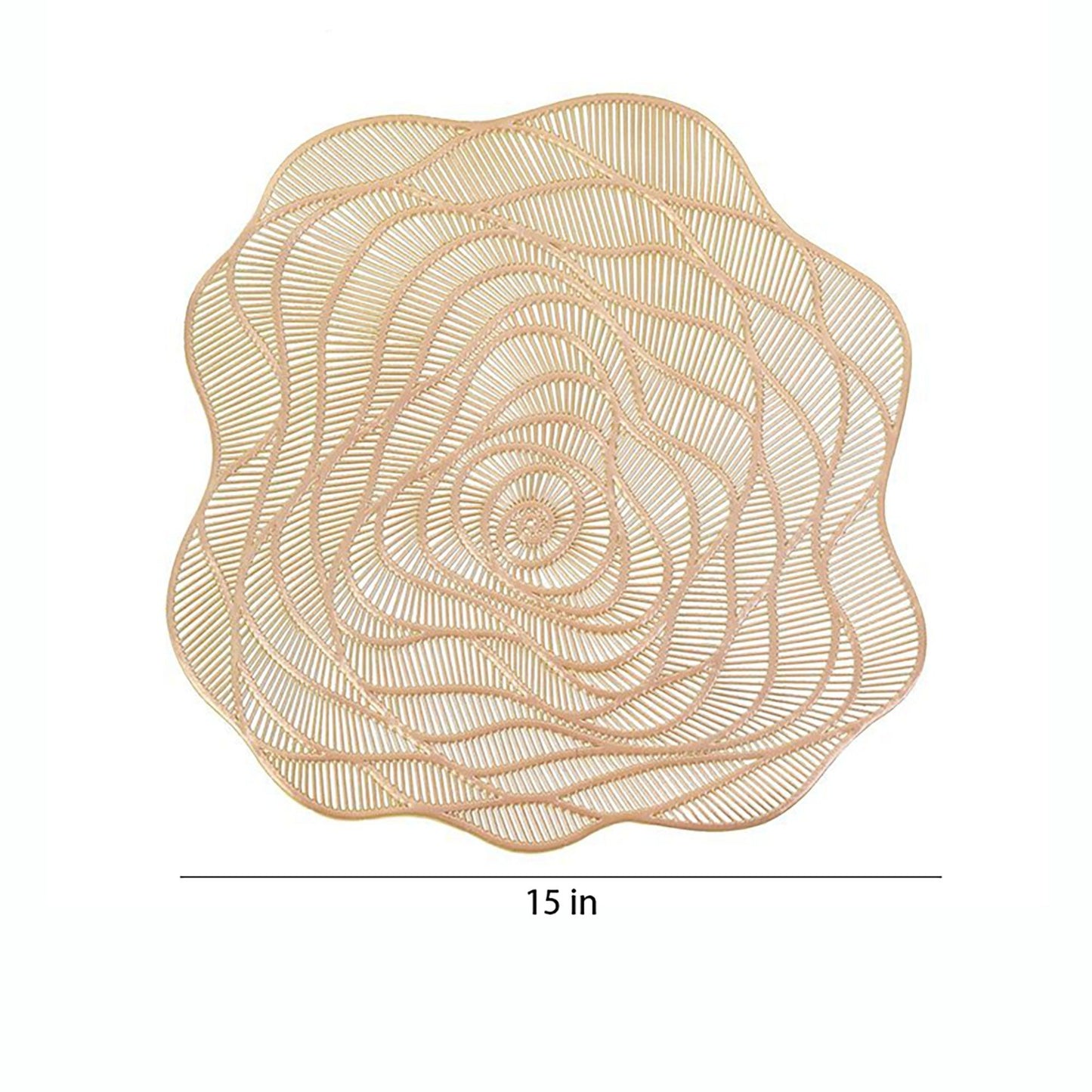 4 Piece Metallic Floral Placemat Set Decorative PVC Heat Resistant Table Mats