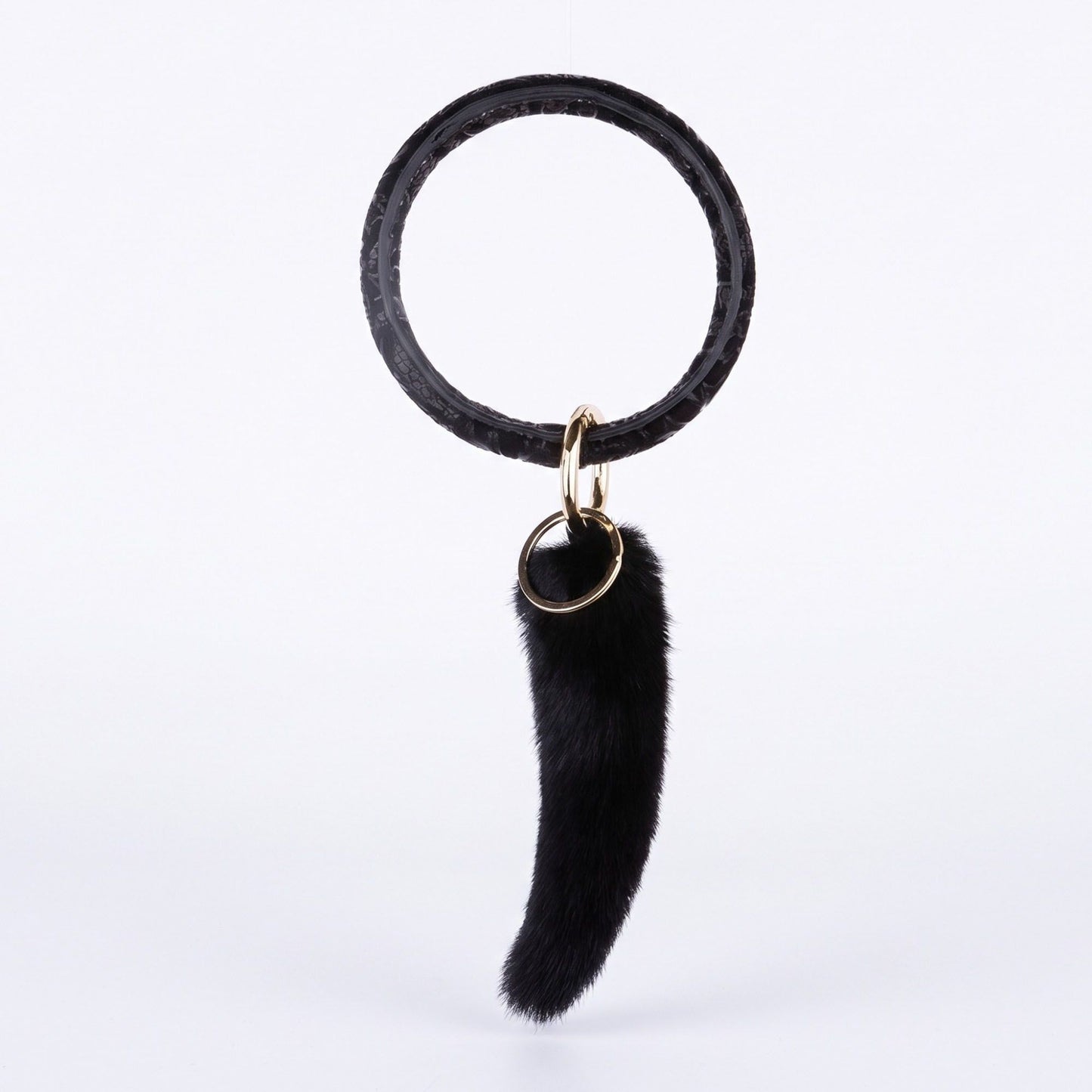 Bangle Keychain with Furry Tail Bag Charm