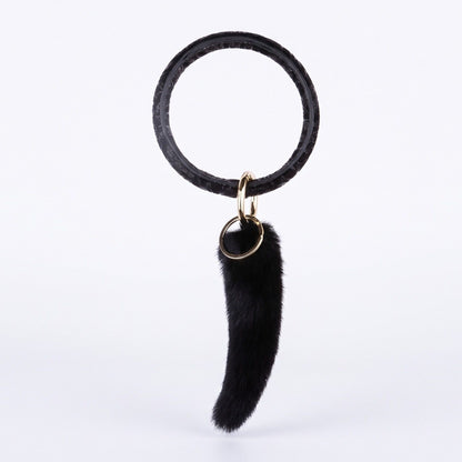 Bangle Keychain with Furry Tail Bag Charm