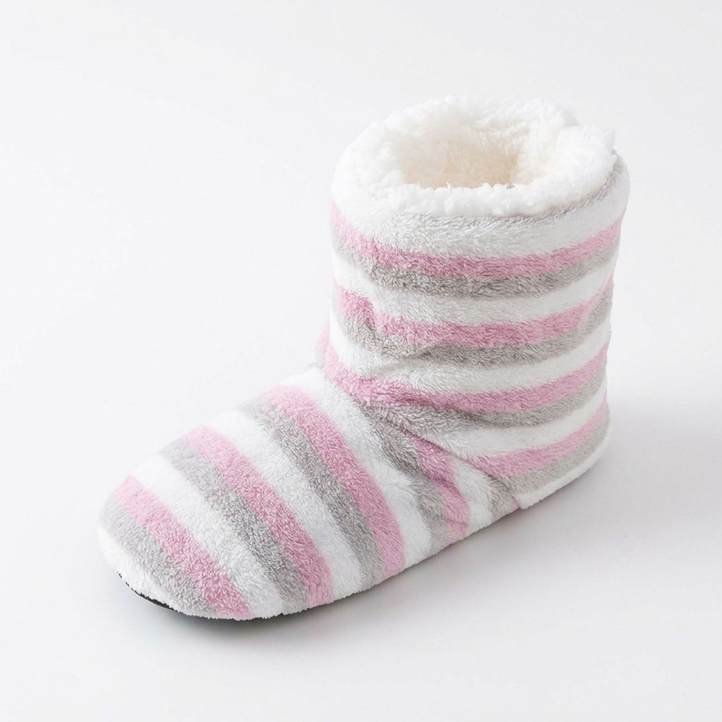 Striped Fuzzy Slipper Boots  US 5-10.5