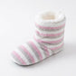 Striped Fuzzy Slipper Boots  US 5-10.5