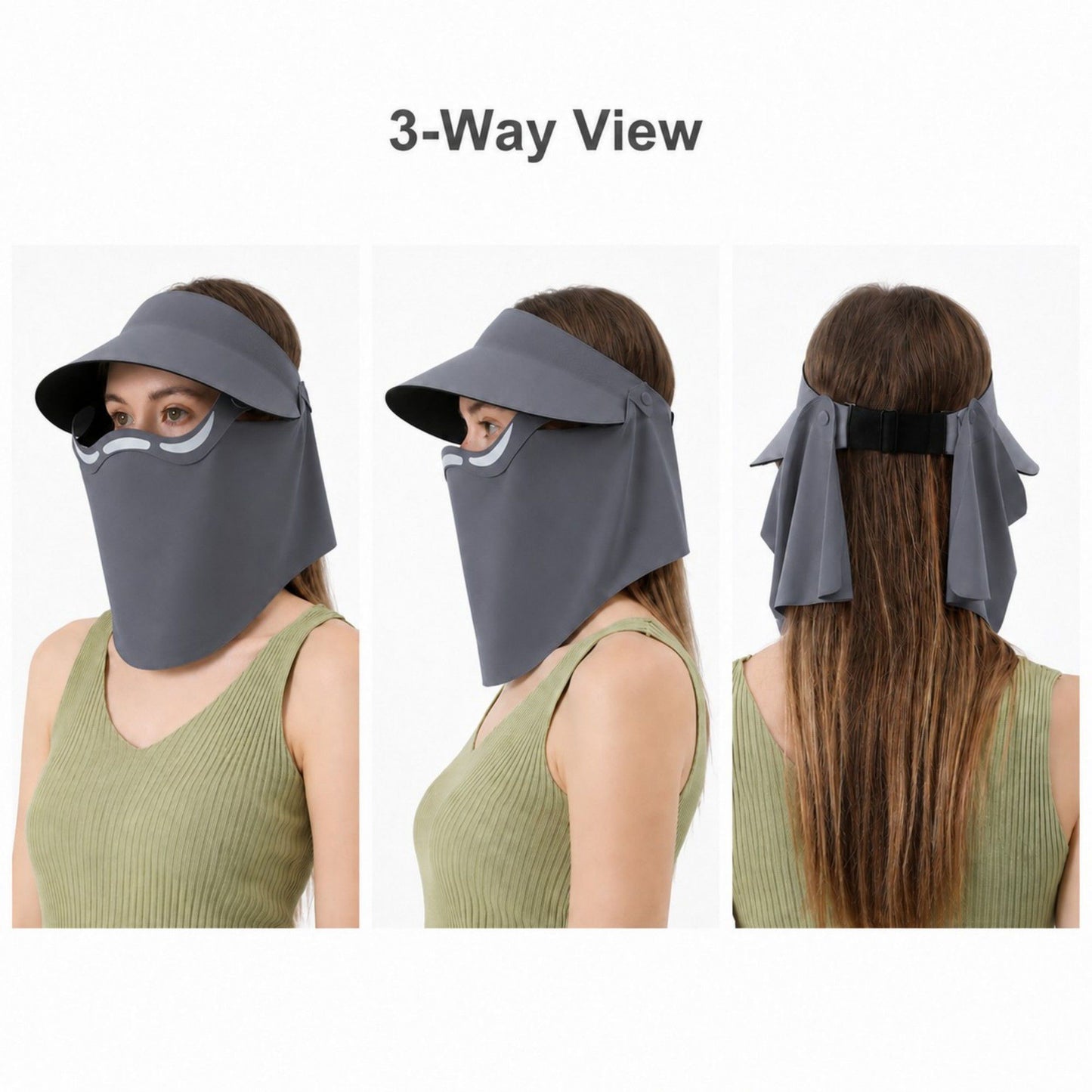 Magnetic Detachable Face Cover Visor Hat with Wide Brim and Neck Coverage