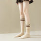 4-Pair Set Ribbed Knee-High Socks with Striped Detail Slim Fit Stretch Design for Casual Outfits