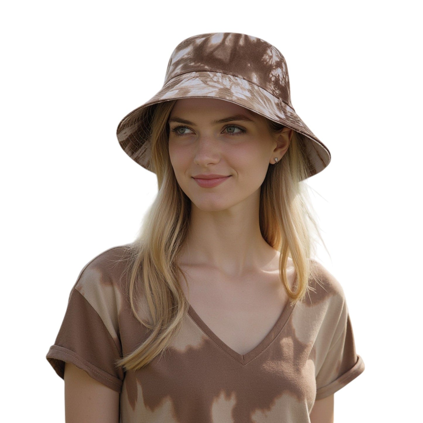Summer Fisherman Hat Outdoor Travel Tie Dye Bucket Hat with Wide Brim Casual Sun Protection