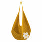Flower Detail Woven Tote Bag for Women - Lightweight Summer Shoulder Bag for Vacation