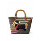 Woven Bamboo Handle Tote Handbag with Whimsical Dachshund Applique, Structured Shape and Roomy Interior