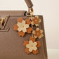 Cherry Blossom Bag Charm with Gold Tone Chain and Clip