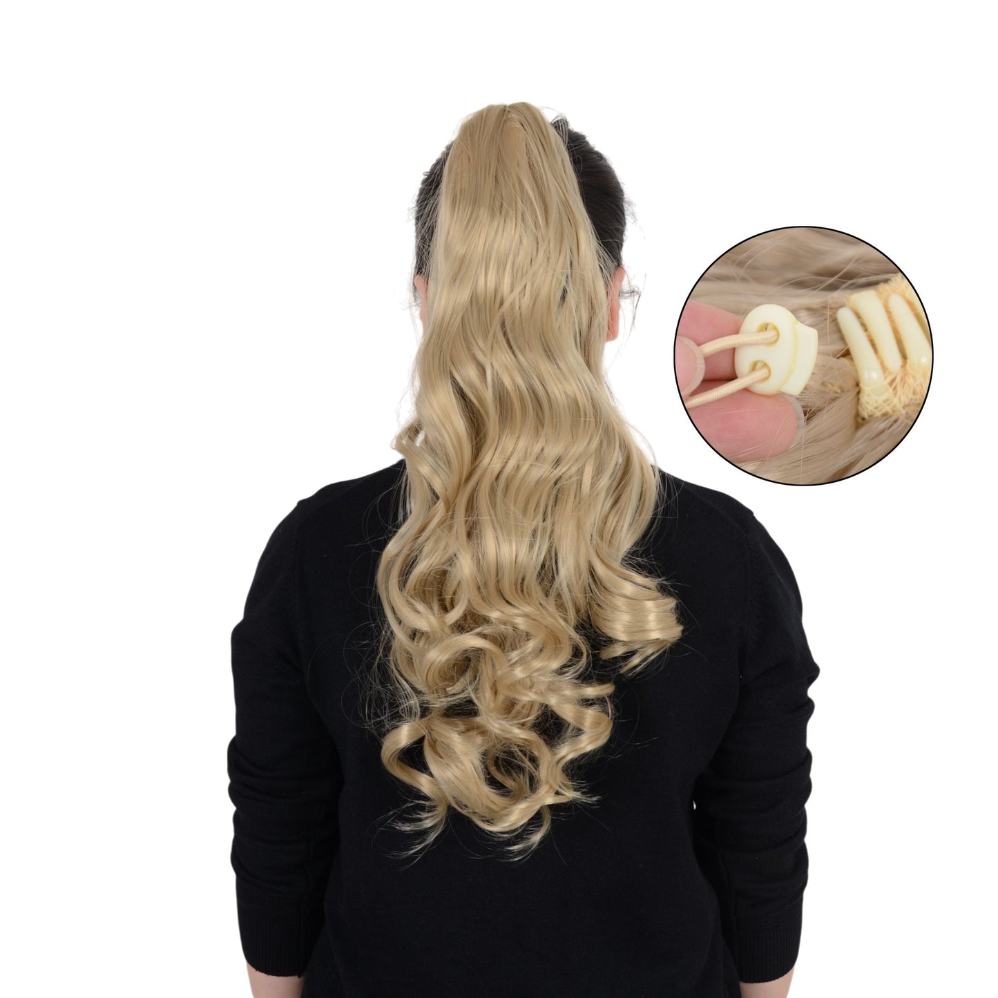 Claw Clip Ponytail Extensions for Women 23 Inch Long Wavy Fluffy Synthetic Ponytail Hairpiece