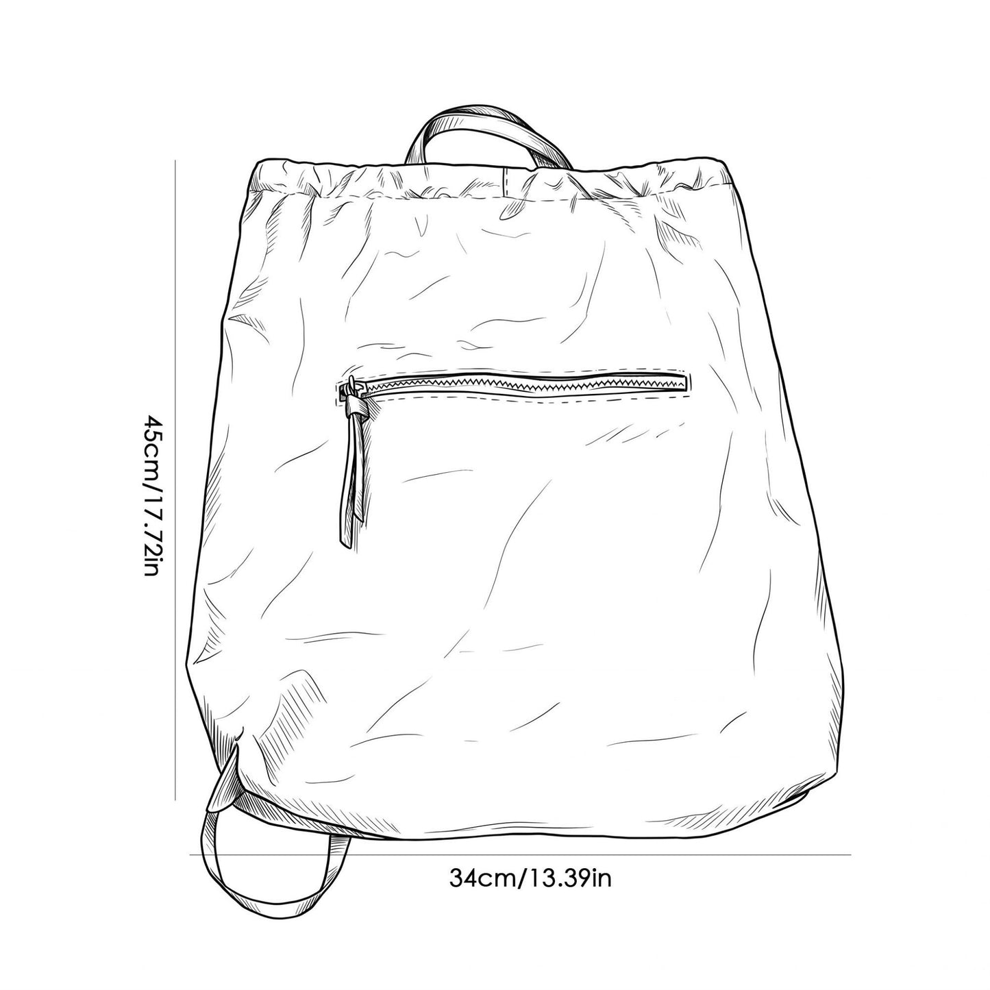 Drawstring Backpack with Front Zip Pocket Lightweight Casual Cinch Bag