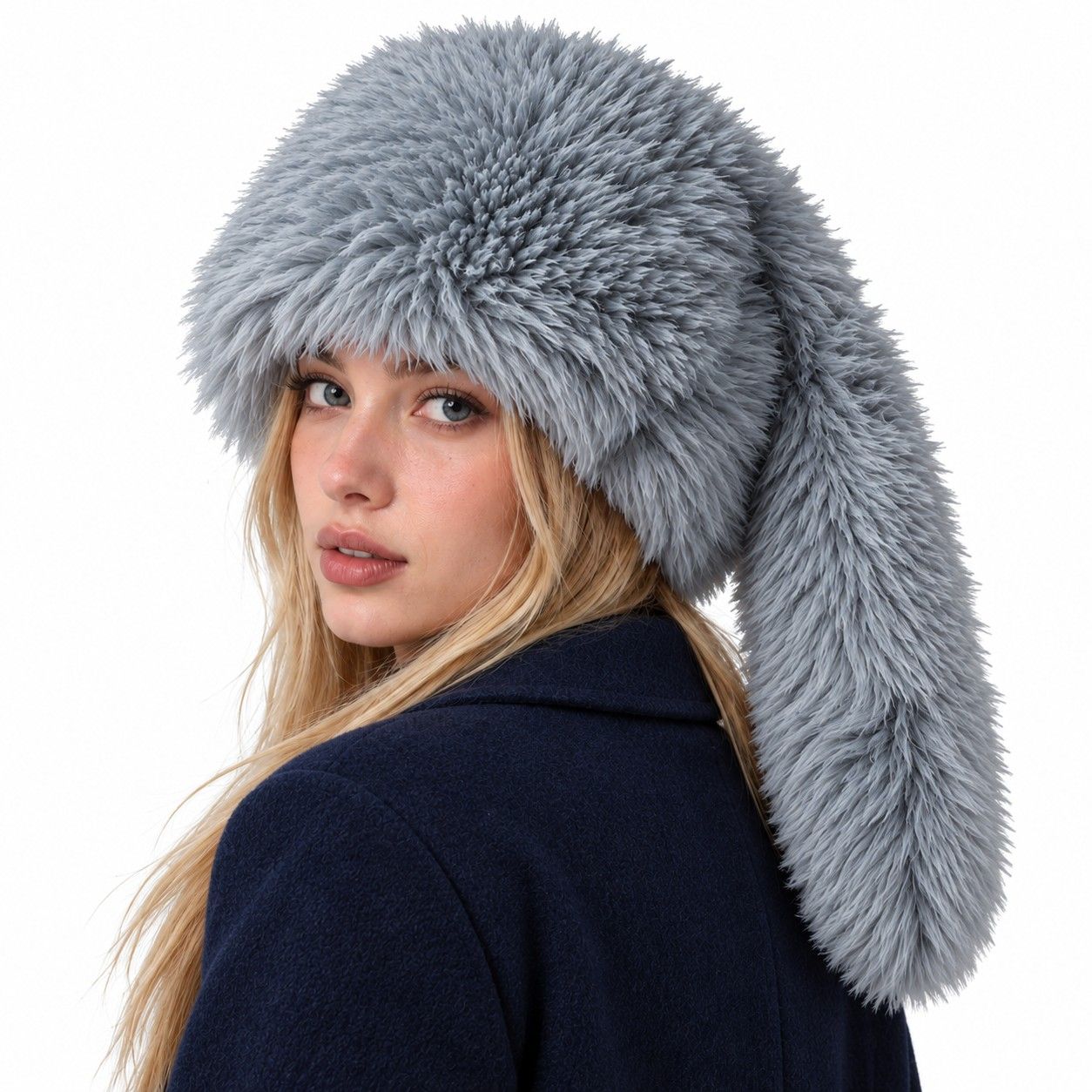 Faux Fur Trapper Hat Long Ear Flaps Plush Winter Hat
