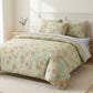 4-Piece Cotton Bedding Set with Floral Pattern Duvet Cover, Pillowcases, and Flat Sheet