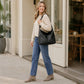 Soft Faux Leather Hobo Shoulder Bag with Front Pockets
