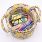 Floral Quilted Fabric Storage Basket with Carry Handles