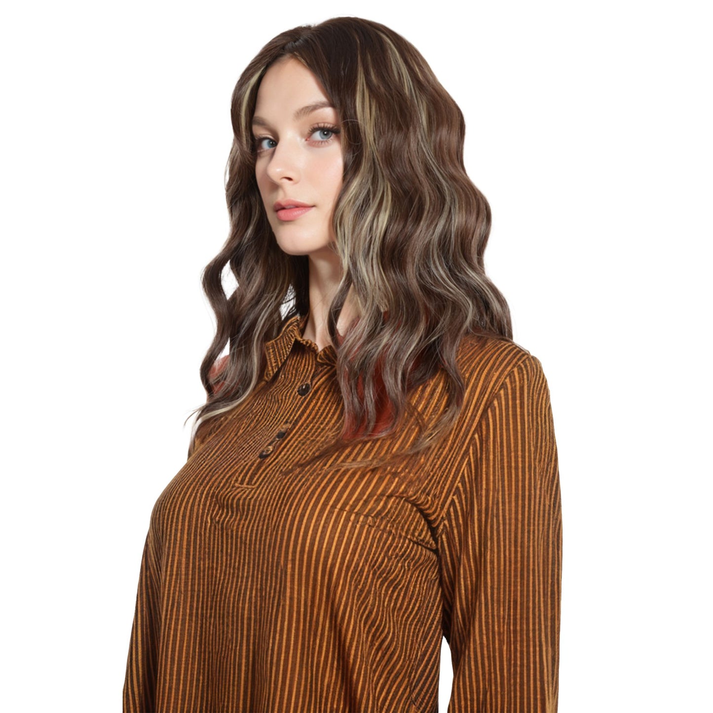 Synthetic Wavy Bob Wig with Curtain Bangs Short Curly Hair for Daily Wear