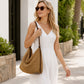 Woven Hobo Shoulder Bag with Zip Top and Large Capacity
