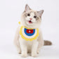 Pet Bib Collar Soft Adjustable Knit Bandana with Colorful Embroidered Design for Cats and Dogs