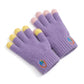 Kids Knit Gloves with Contrast Fingertips and Embroidered Detail 5.3 x 2.5in