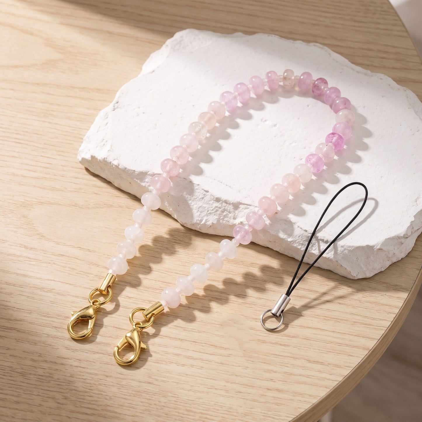 Beaded Phone Wrist Strap with Detachable Clasps