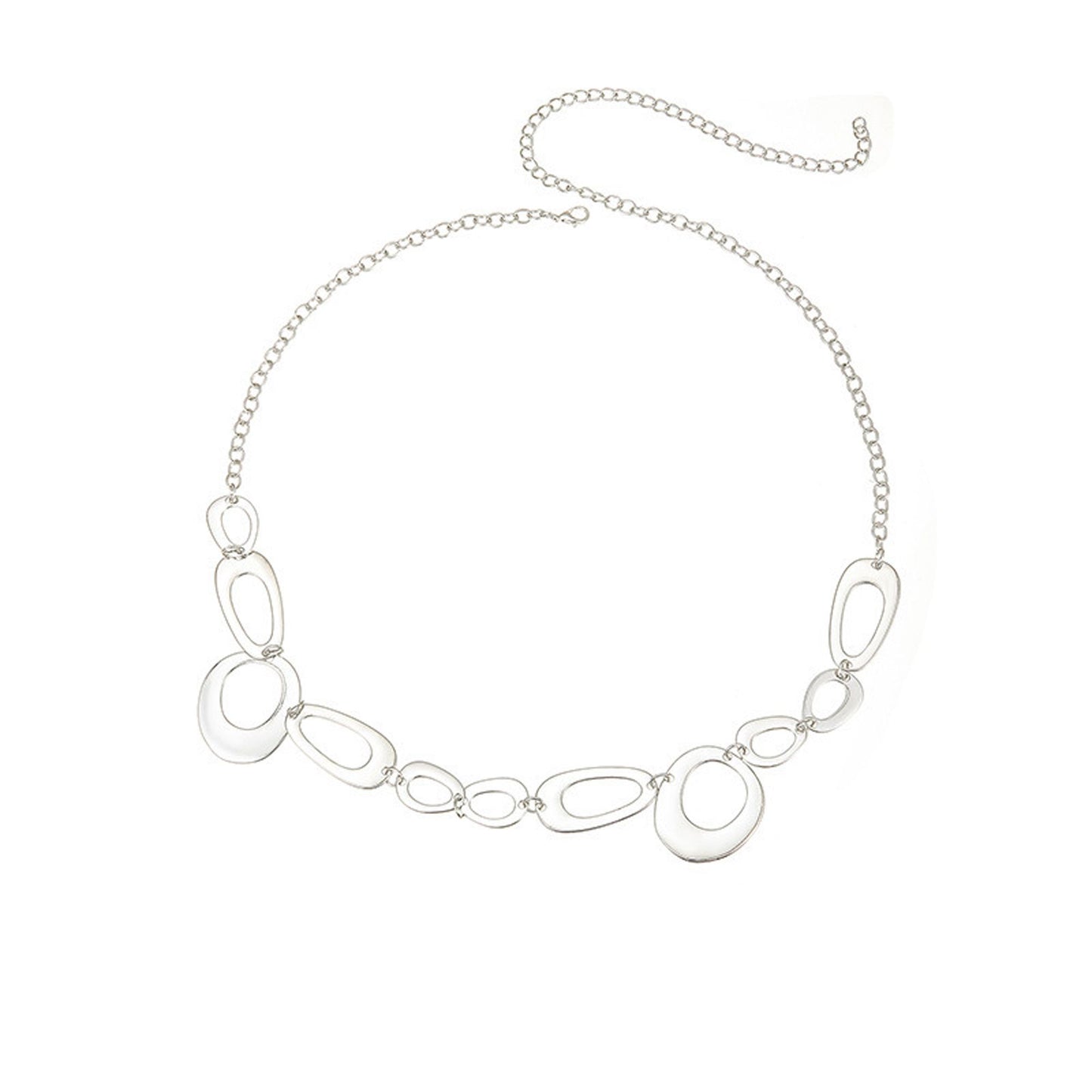 Oval Link Metal Waist Chain Adjustable Body Belt Layered Statement Waist Jewelry