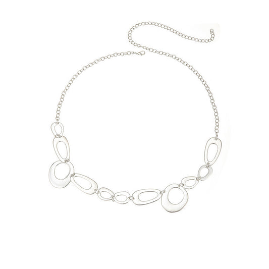 Oval Link Metal Waist Chain Adjustable Body Belt Layered Statement Waist Jewelry