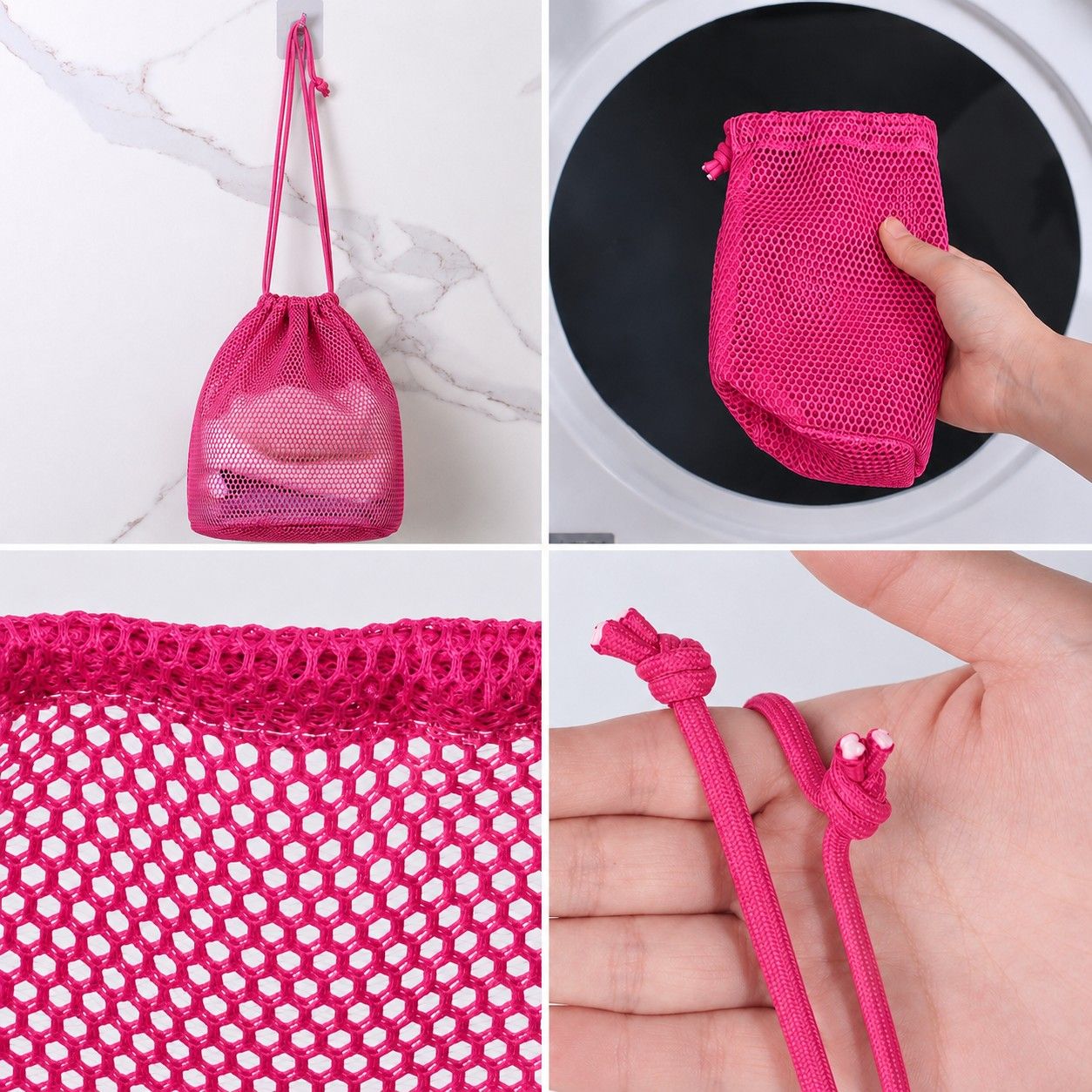 2-Pack Mesh Drawstring Shower Bags, Large and Small Travel Organizer Set