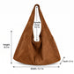 Large Faux Suede Hobo Shoulder Bag with Magnetic Closure and Interior Zip Pocket