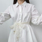 Floral Lace Ribbon Belt with Oversized Bow and Pearl Drop Details 59in