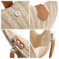 Round Woven Top Handle Crossbody Bag with Magnetic Snap and Detachable Strap