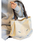 Canvas Tote Bag with Contrast Handles and Decorative Stitch Detail