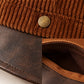 Corduroy Bucket Hat with Leather Look Brim Adjustable Fit