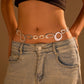 Oval Link Metal Waist Chain Adjustable Body Belt Layered Statement Waist Jewelry