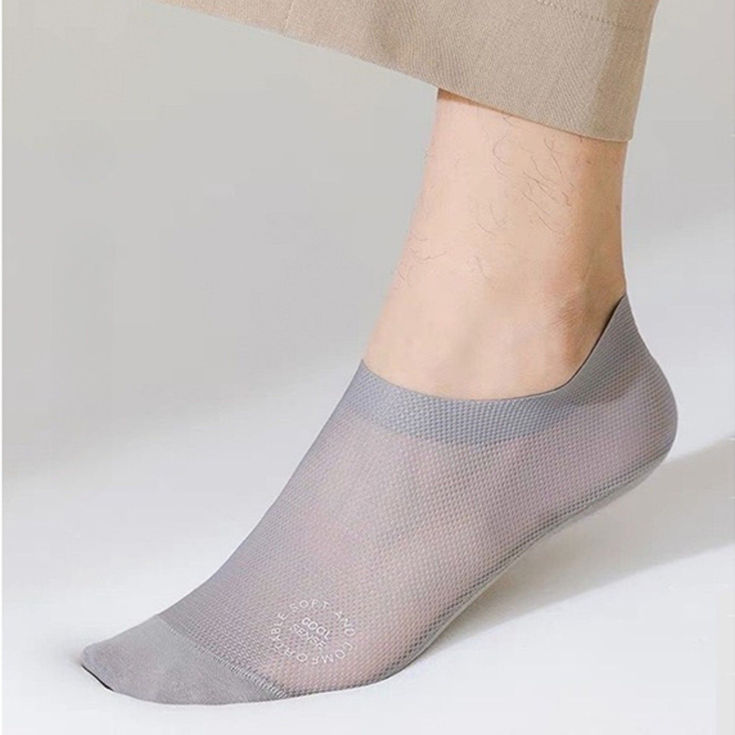 Men's No-Show Mesh Socks with Non-Slip Silicone Heel Grip and Breathable Low-Cut Design 3-Pack