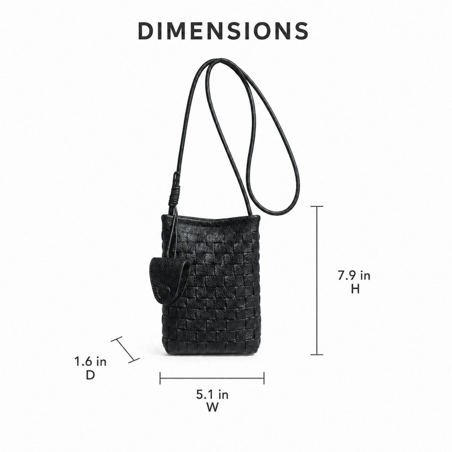 Woven Mini Crossbody Phone Bag with Long Strap and Small Pouch